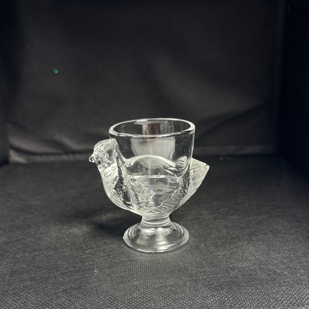 Clear Glass Bird-Shaped Egg Cup